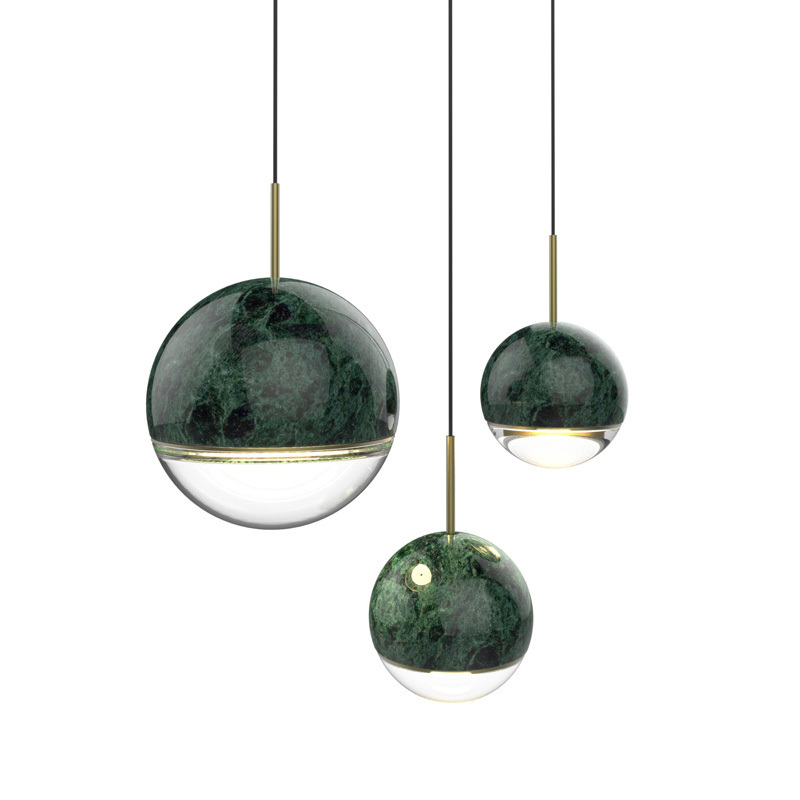 Simig lighting mid century green ball marble pendant light simple small bedroom bar restaurant chandelier