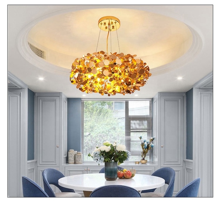 Simig lighting modern irregular round flower floral ceiling chandelier luxury hotel wedding pendant lamp light