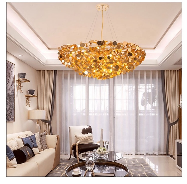 Simig lighting modern irregular round flower floral ceiling chandelier luxury hotel wedding pendant lamp light