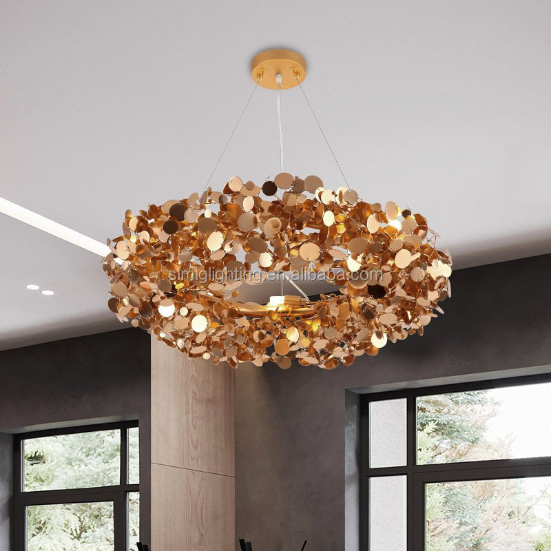 Simig lighting modern irregular round flower floral ceiling chandelier luxury hotel wedding pendant lamp light