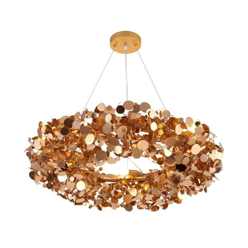 Simig lighting modern irregular round flower floral ceiling chandelier luxury hotel wedding pendant lamp light