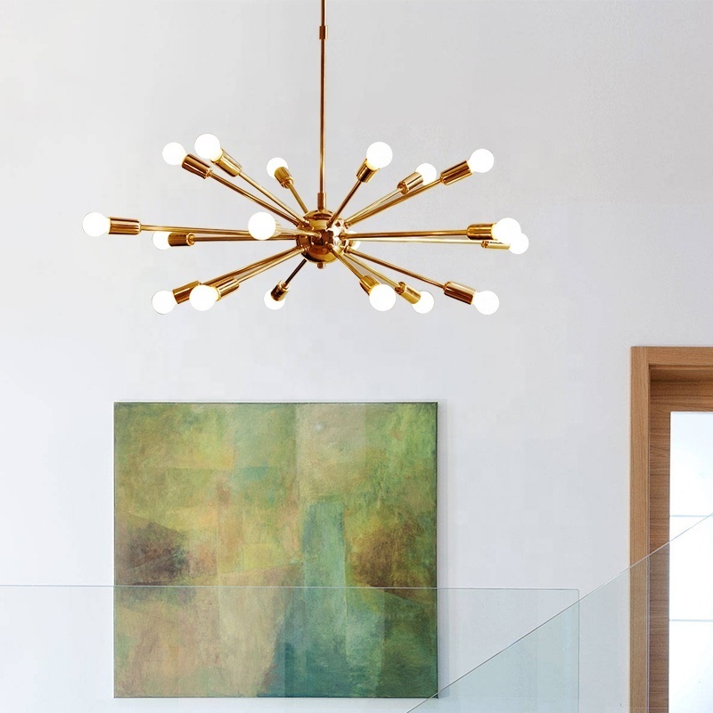 Simig lighting modern commercial brass living room luxury branching sputnik ceiling suspension chandelier