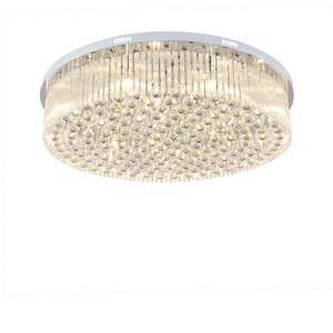 Simig lighting latest design modern round chrome crystal flush mounted ceiling chandelier lights