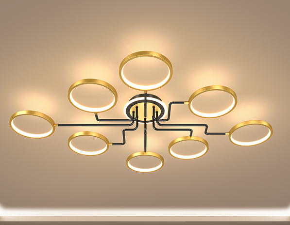 Simig lighting high ceiling contemporary chandelier luxury led circular rings living room droplight pendant light