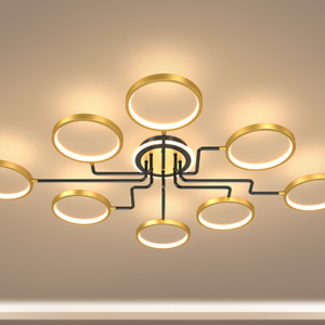 Simig lighting high ceiling contemporary chandelier luxury led circular rings living room droplight pendant light