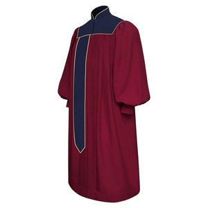 Wholesale christian church choir uniforms burgundy choir dress with stole