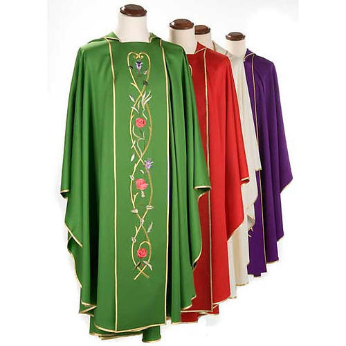 catholic chasuble in quality polyester with embroidered stole