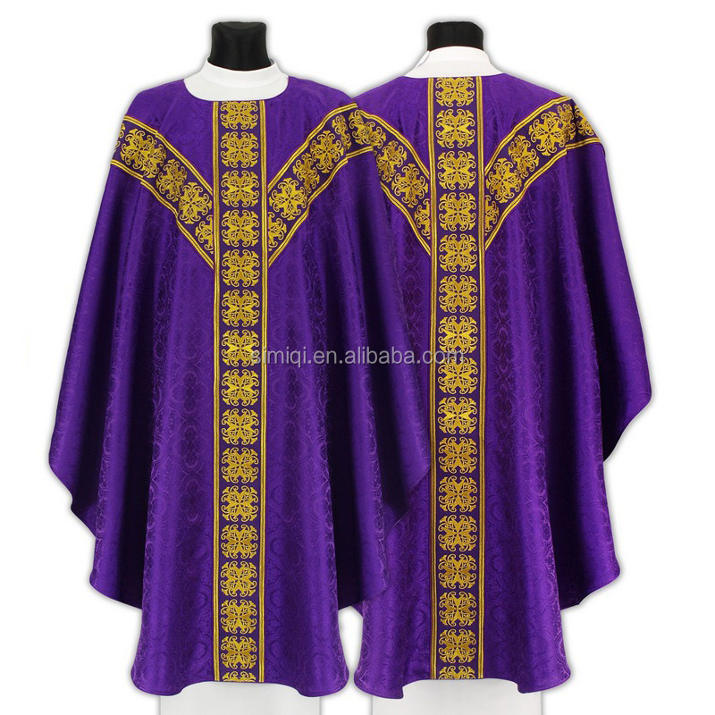 White Catholic Church Chasuble Priest Vestment Robe Bird Wheat Embroidered Church Apparel