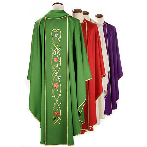 catholic chasuble in quality polyester with embroidered stole