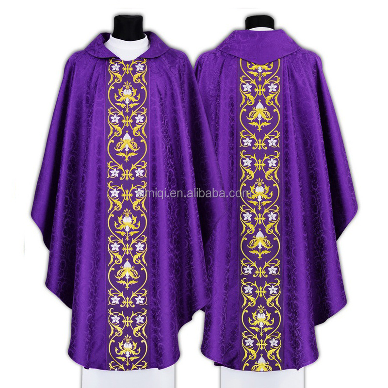 White Catholic Church Chasuble Priest Vestment Robe Bird Wheat Embroidered Church Apparel