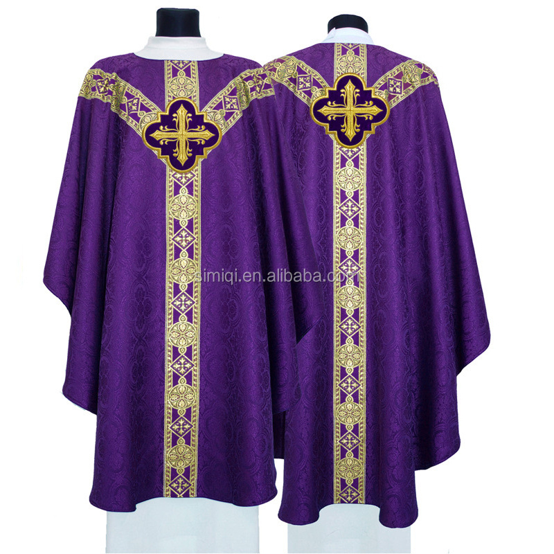 White Catholic Church Chasuble Priest Vestment Robe Bird Wheat Embroidered Church Apparel