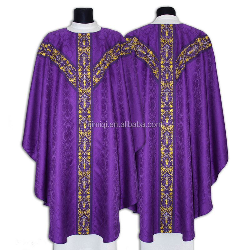 White Catholic Church Chasuble Priest Vestment Robe Bird Wheat Embroidered Church Apparel