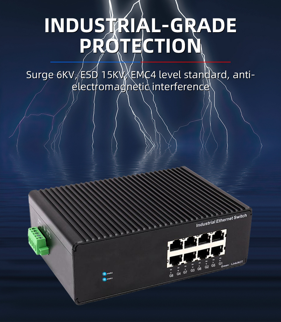 Industrial 30w Poe Injector Poe Function Poe Extender Ieee802 Ethernet Switch For Barrier Gate Ip Camera 8 Port Switches