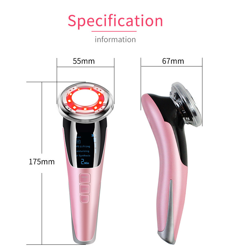 Portable Facial Multifunctional Ems Galvanic Machine Led Handheld Photon Light Therapy Hot Cold Face Lifting Massager