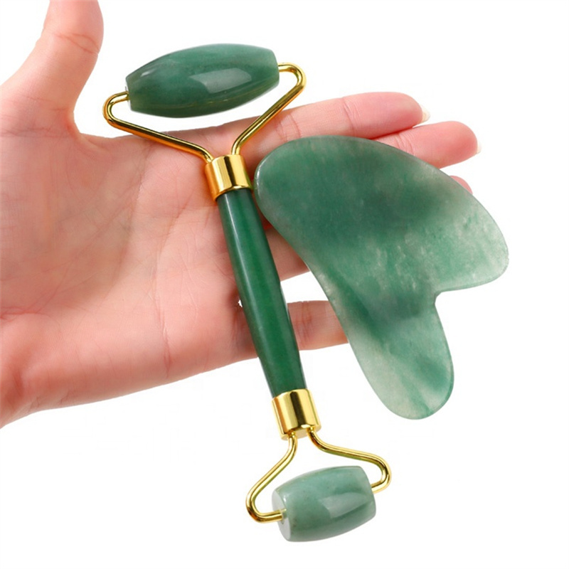 Factory High Quality White Green Pink Jade Roller Set Rose Quartz Gua Sha Jade Roller