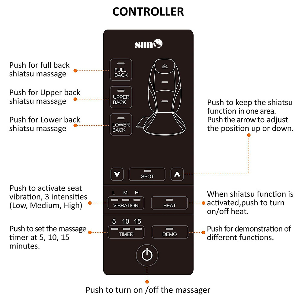 Factory wholesale coussin de siege massant Full Body Shiatsu Kneading And Tapping Comfortable Massage Cushion