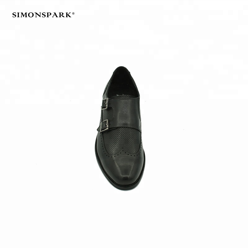 Latest Design Boys Monk Shoes Black Genuine Leather Monk Strap Shoes Men's Elegant Party Formal Dress Shoes for Boys