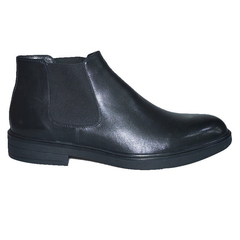 men's slip on italian official snow fashion black winter genuine leather chelsea boots men shoes