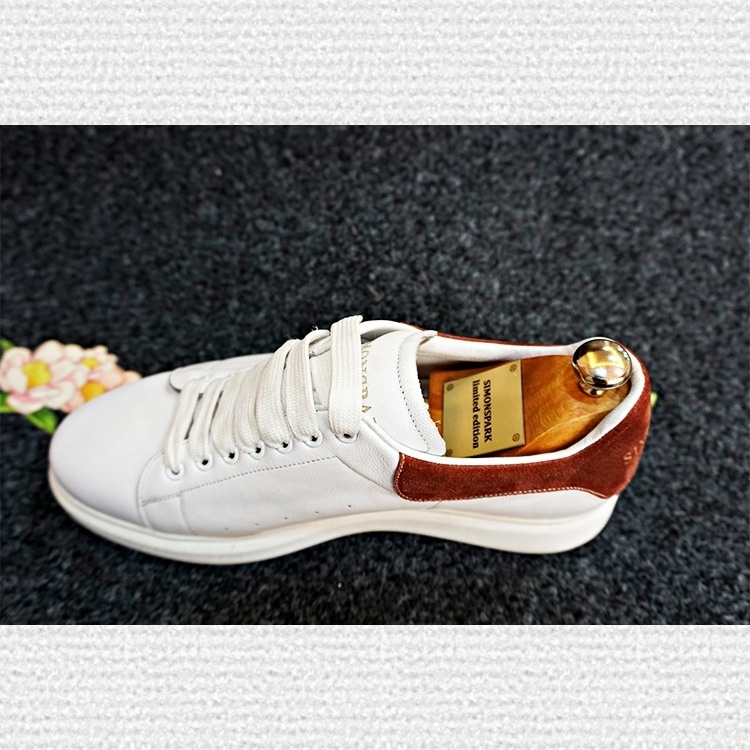 Custom Service Hand Made Fashion Preppy White Shoes Leather Sneakers Blank Sneakers White Leather Sneaker College Shoes For Men