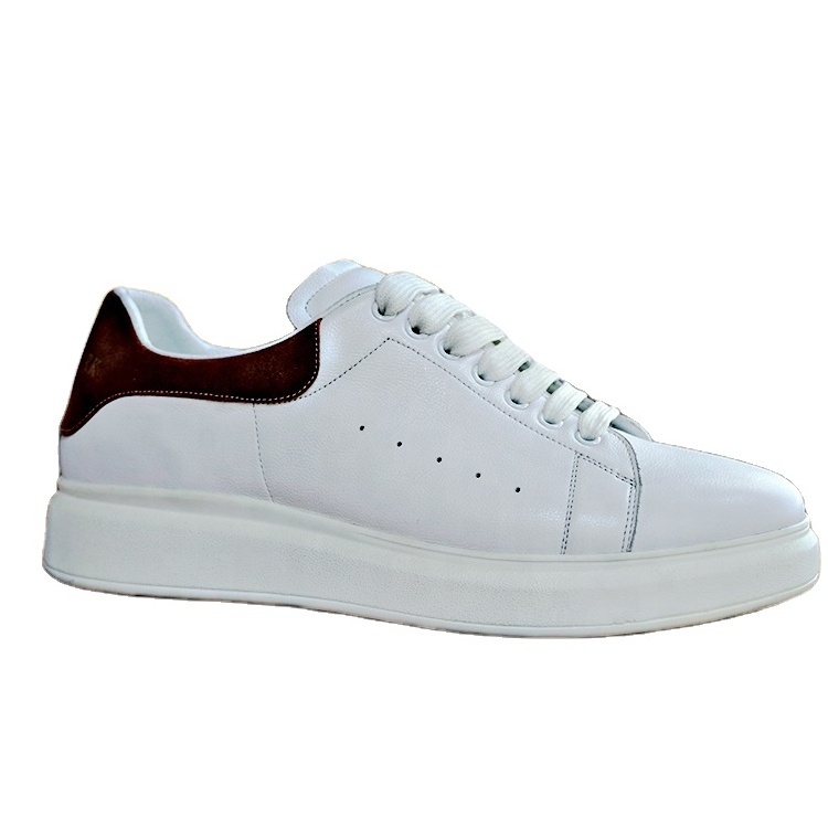 Custom Service Hand Made Fashion Preppy White Shoes Leather Sneakers Blank Sneakers White Leather Sneaker College Shoes For Men