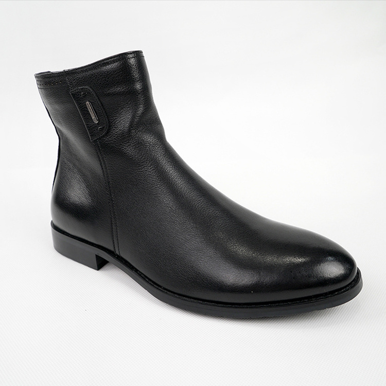 Customization High Quality Business Men's Genuine Leather Winter Black Boots For Male