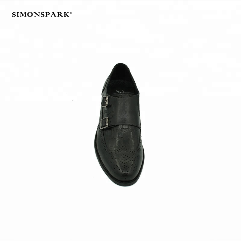 Latest Design Boys Monk Shoes Black Genuine Leather Monk Strap Shoes Men's Elegant Party Formal Dress Shoes for Boys