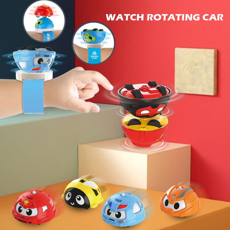 Creative Fun Toys Mini Wrist Spinning Top Watch Toys Wind Up Rotation Sliding Car Ring Battle Gyro Toys Set for Children