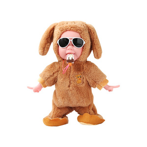 Creative Singing Walking Intelligent Baby Girl Electric Plush Doll With Removable Sunglasses