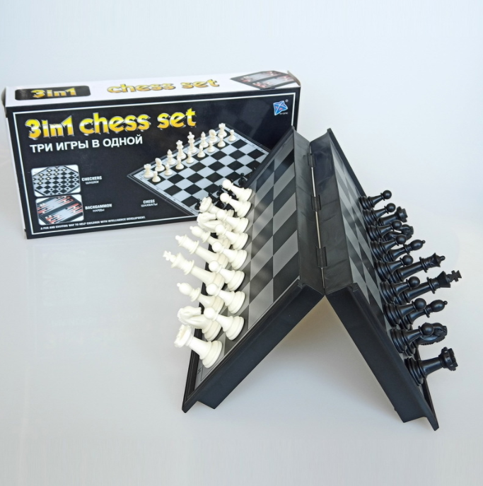 Hot sales Chess / Checkers / Backgammon 3 in 1 Set Portable Folding Travel Magnetic Chess Board for Kids