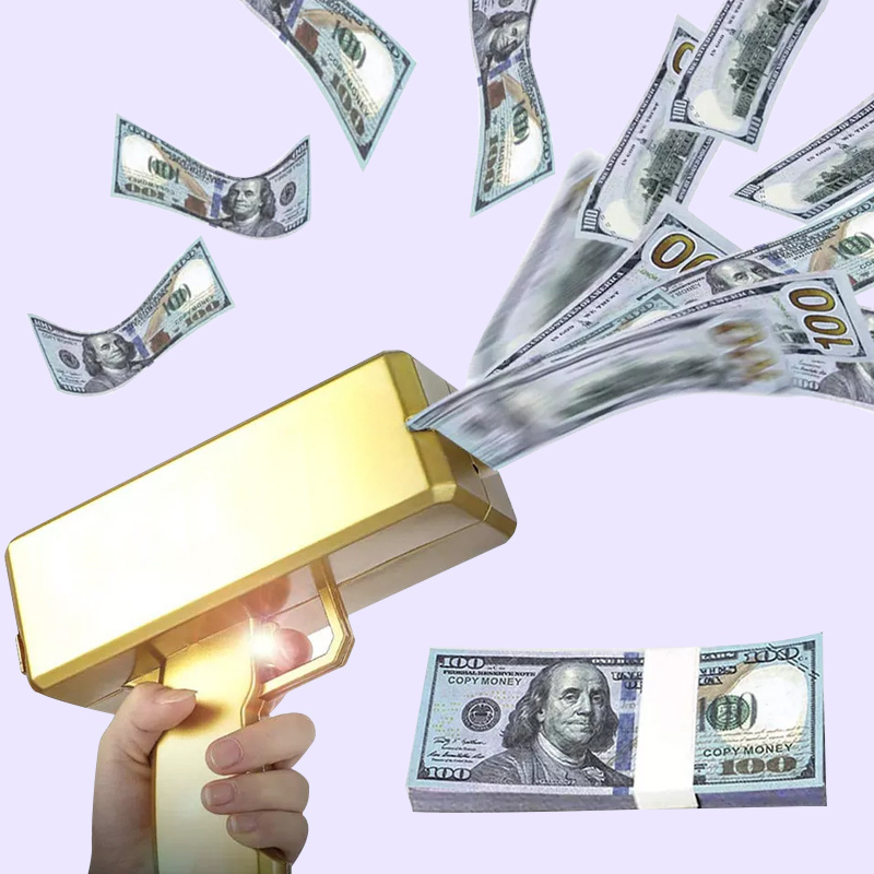 New Coming Customized US Dollar Money Gun Best Seller, Super Shot Gun, Gold Toy Gun