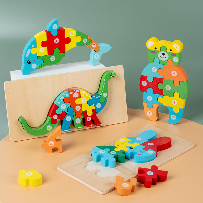 Wooden Montessori Educational Animal Chinese Wooden Jigsaw Puzzle, Jigsaw Puzzles Animals, Wooden Dinosaur Puzzle