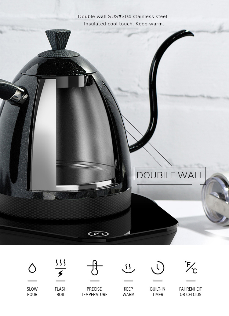 Brewista 600ml Gooseneck Highly Recommended Coffee Electric Tea Kettle Adjustable Temperature