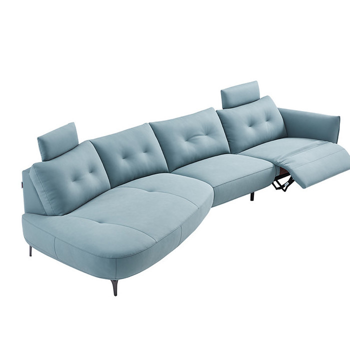 Refined Adjustable Head Rest Electric Corner Sofa Recliner Azure Luxury Leather Sectional sofa Living Room Furniture