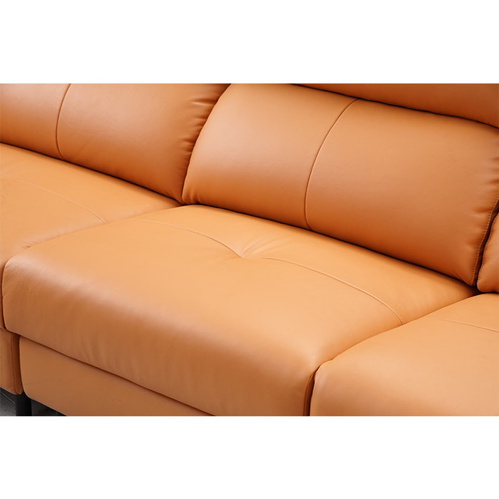 Hot sale Modern Orange Genuine Leather Luxury Sofa Set with Power Reclining Sofa for Living Room