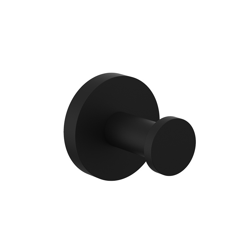 Round bathroom accessory black single round robe towel hook for bathroom modern robe hook