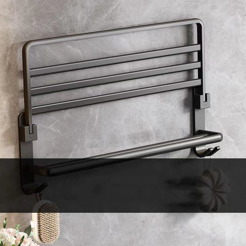 Black bath towel rack Toilet non perforated towel rack Bathroom triangular shelf Wall mounted  Bath towel rod