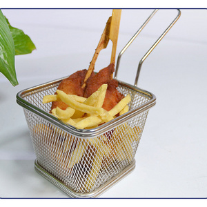 Food Grade Kitchen French Fries Basket Mesh Chicken Nuggets Snack Basket Stainless Steel Square Strainers