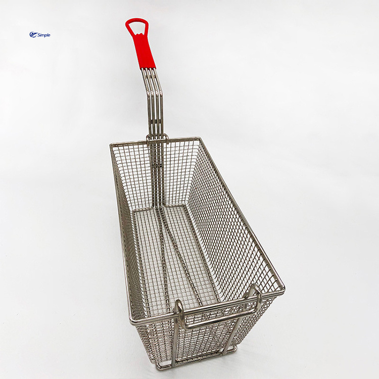 Rectangular Fried Chicken Potato Chips Frying Basket Stainless Steel Fry Basket for Deep Fat Fryer Kitchen