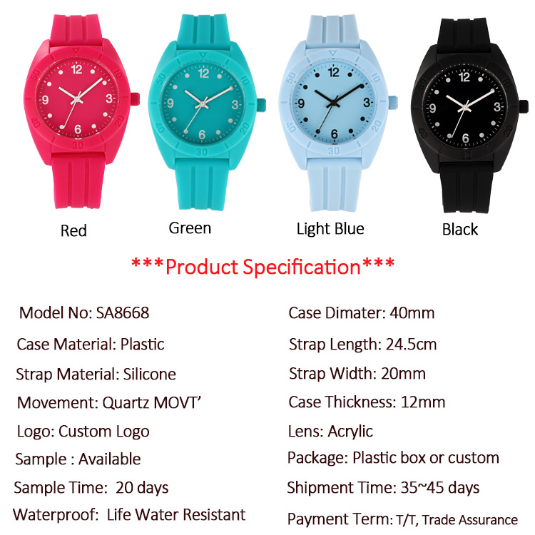 BOMAXE Custom Colorful Woman Watch Top Wholesale Fist Silicon Wrist Plastic Watch Manufacture From China