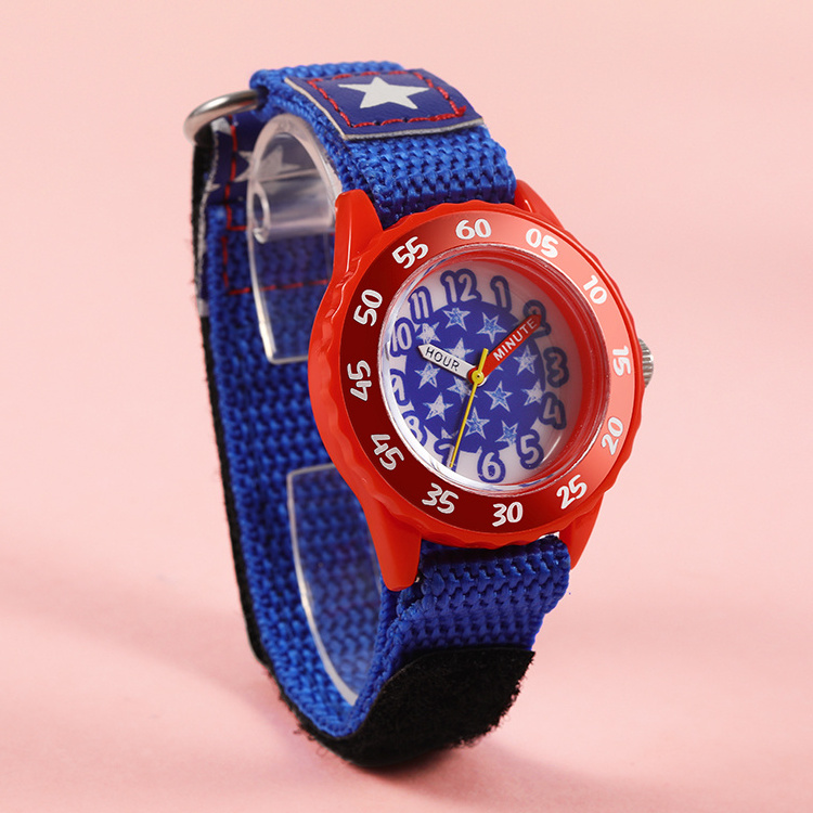 BOMAXE OEM Luxury Kids Watches for Boys Waterproof Nylon Strap with round Plastic Case Japan Quartz Movement Fashion Hand Watch