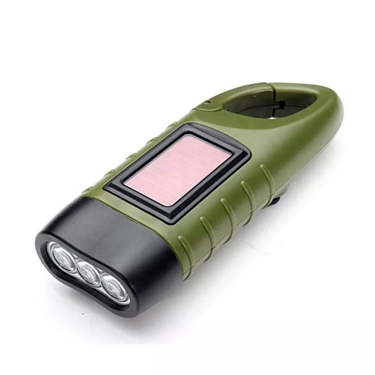 LED Flashlight Rechargeable Survival Gear Self Powered Charging Torch Dynamo Solar Powered Hand Crank Flashlight for Camping