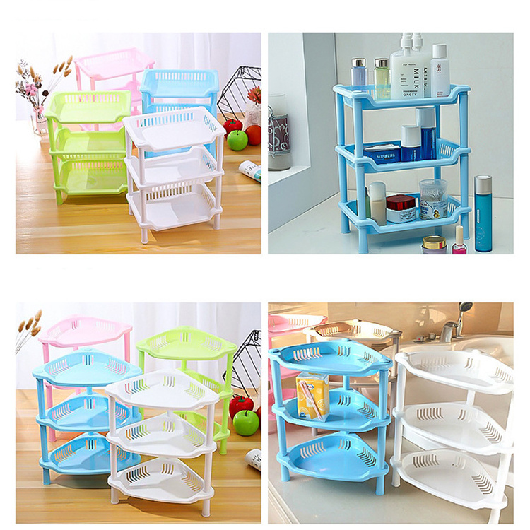 Rectangle 3 layer shelf bathroom shelf plastic bathroom storage floor tripod kitchen storage rack