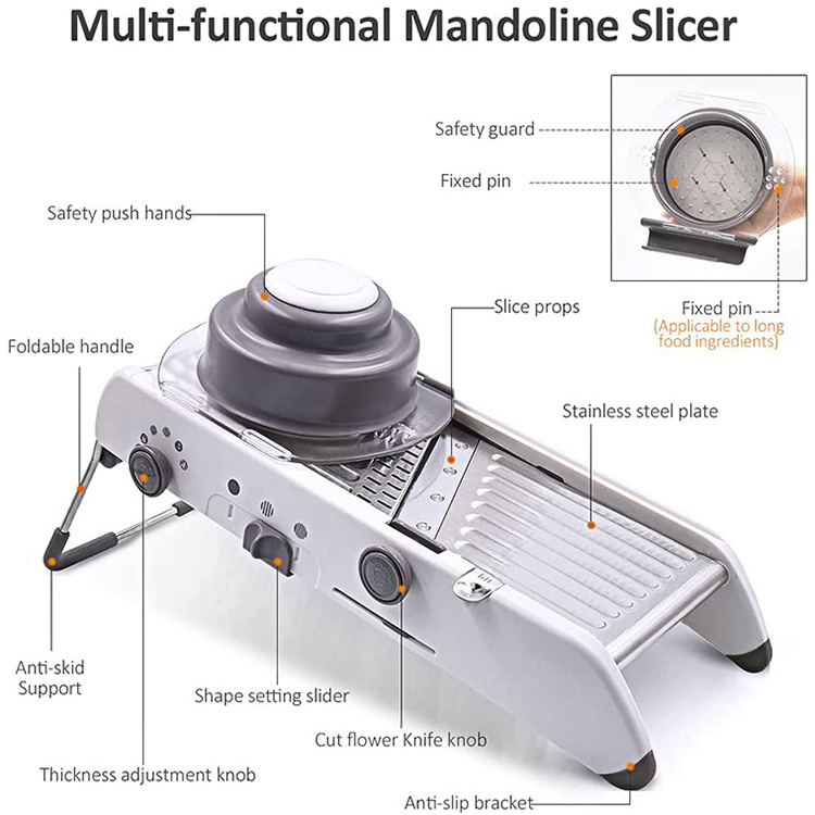 Multifunctional Adjustable Mandoline Slicer, Manual Vegetable Fruit Cutter, Potato Carrot Grater