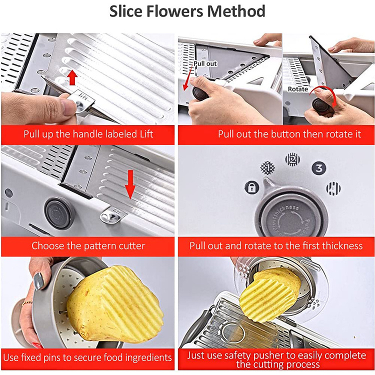 Multifunctional Adjustable Mandoline Slicer, Manual Vegetable Fruit Cutter, Potato Carrot Grater