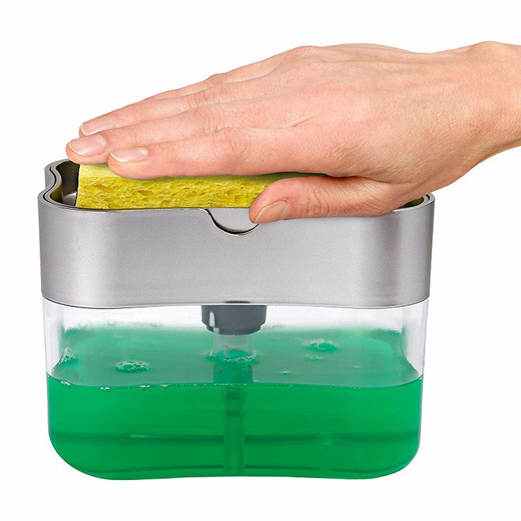 2022 New Design Liquid Sink Dish Washing Pump Soap Dispenser With Sponge holder in Kitchen and Bathroom