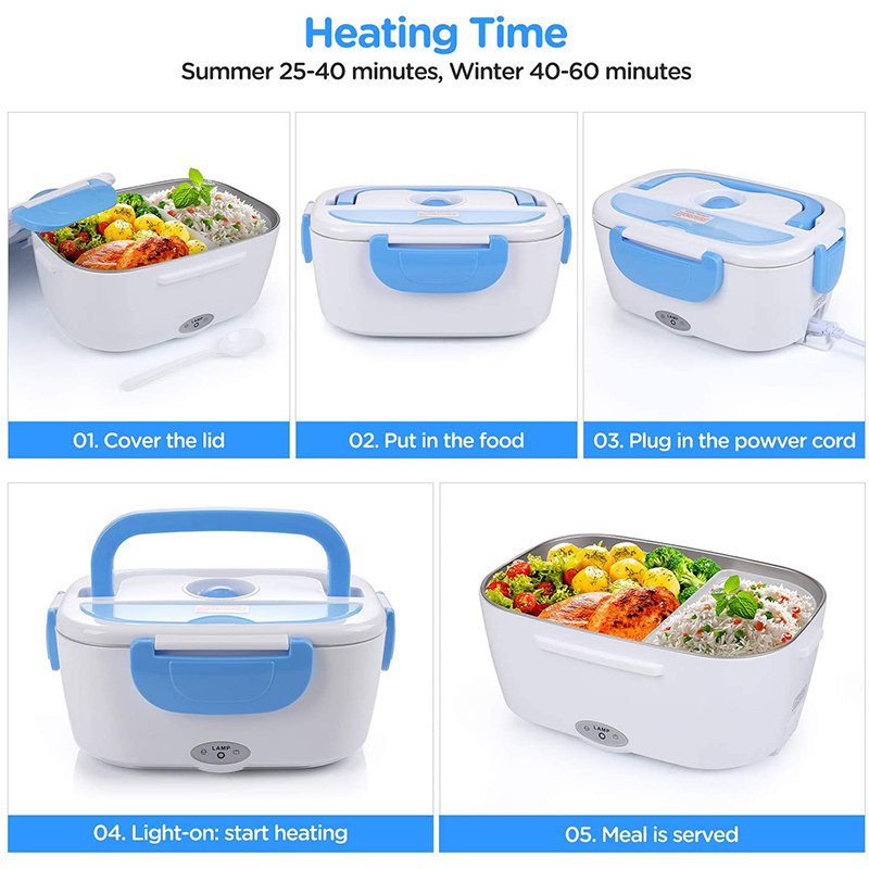 60W Hot Selling Food Portable 304 Stainless Steel Bento tiffin Self Heating Electric Food Warmer Lunch Box