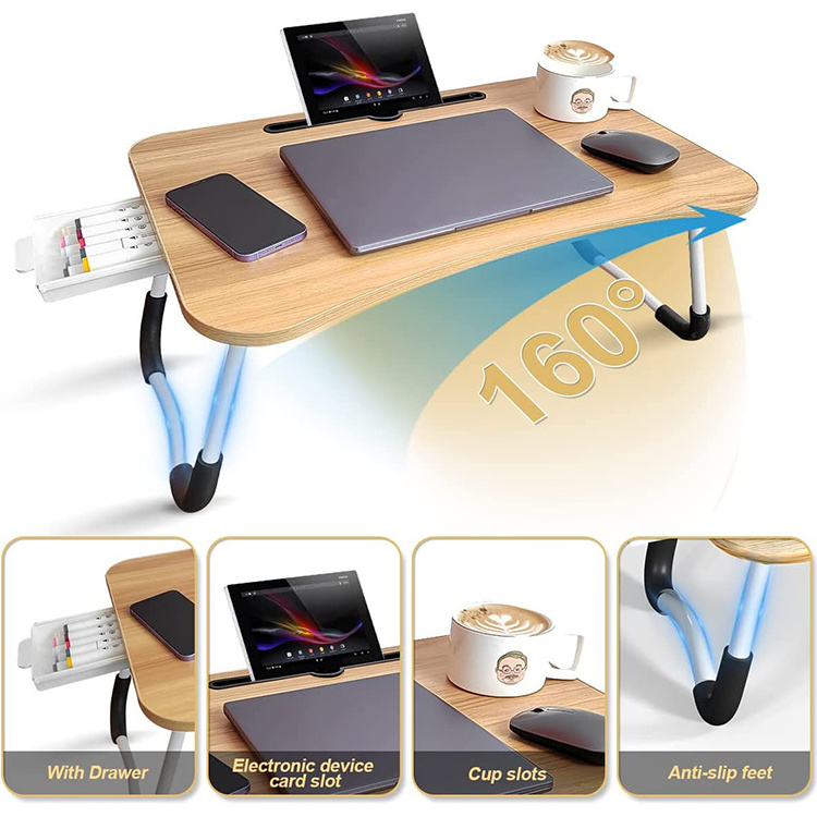 Home Working Folding Breakfast Portable Lap Standing Wooden Foldable laptop table bed computer desk