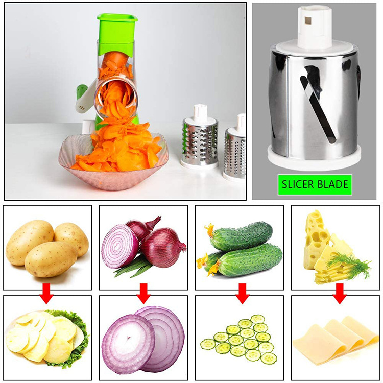 Kitchen Drum Chopper Multi Blade Slicer Handheld Cheese Grater Hand Manual Vegetable multifunctional chopper