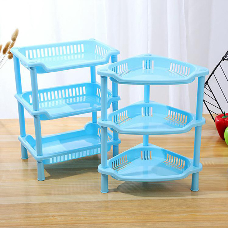 Rectangle 3 layer shelf bathroom shelf plastic bathroom storage floor tripod kitchen storage rack