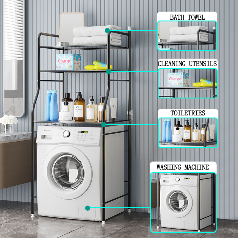 Multifunction Easy to assemble floor rack for bathroom toilet laundry Wash Dryer machine Metal Rack storage Tower